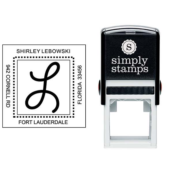 Center Mongram Address Stamp - Style S1 Stamp Body and Imprint