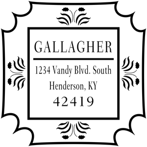 Decorative Border Address Stamp with Flowers