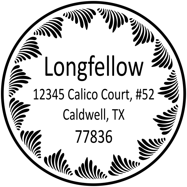 Longfellow Swirl Border Address Stamp