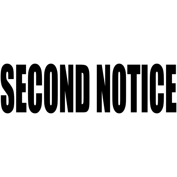 SECOND NOTICE Stock Stamp