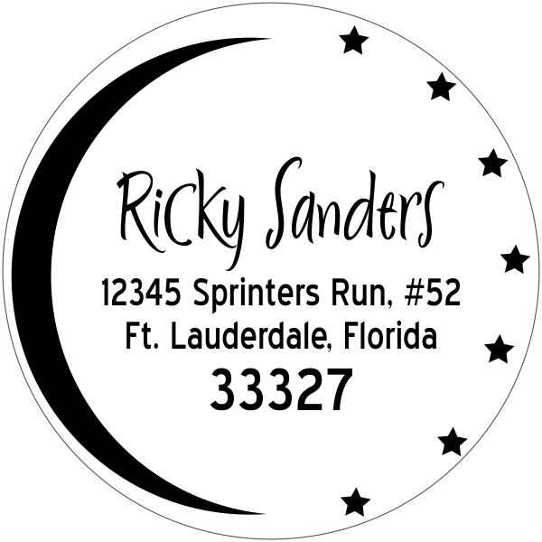 Moon and Stars Return Address Stamp