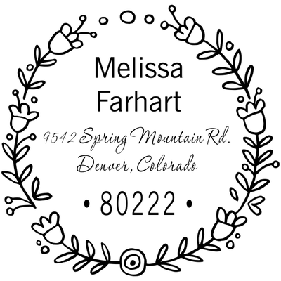 Hippie Flower Wreath Address Stamp