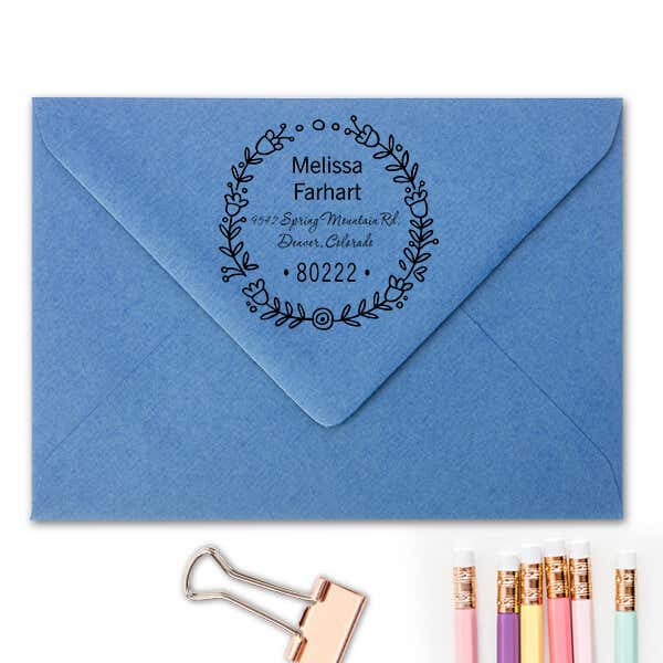 Flower Wreath Address Stamp