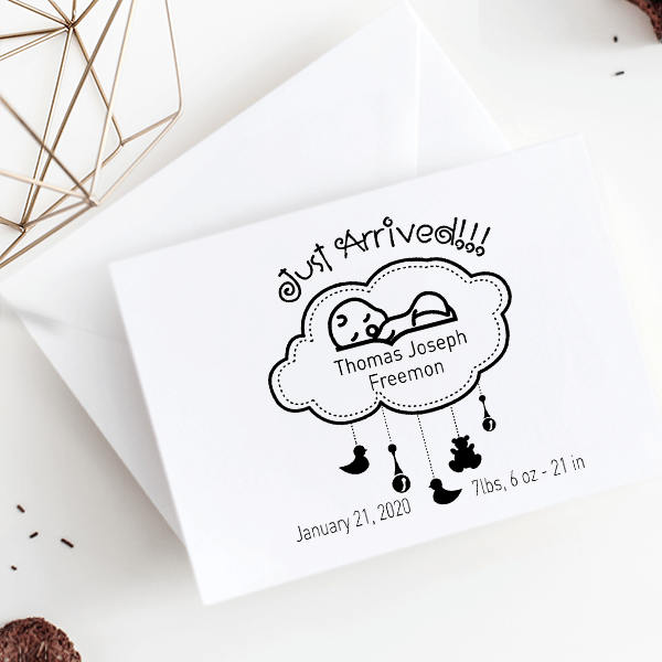 Just Arrived Baby Mobile Announcement Simply Stamps