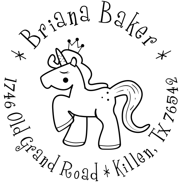 Unicorn Princess Return Address Stamp