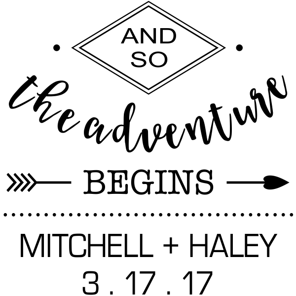 And The Adventure Begins Wedding Stamp