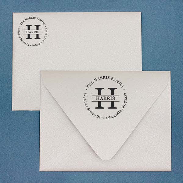 Last Name Monogram Address Stamp