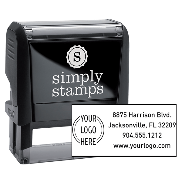 Double Ring Rectangle Logo Stamp