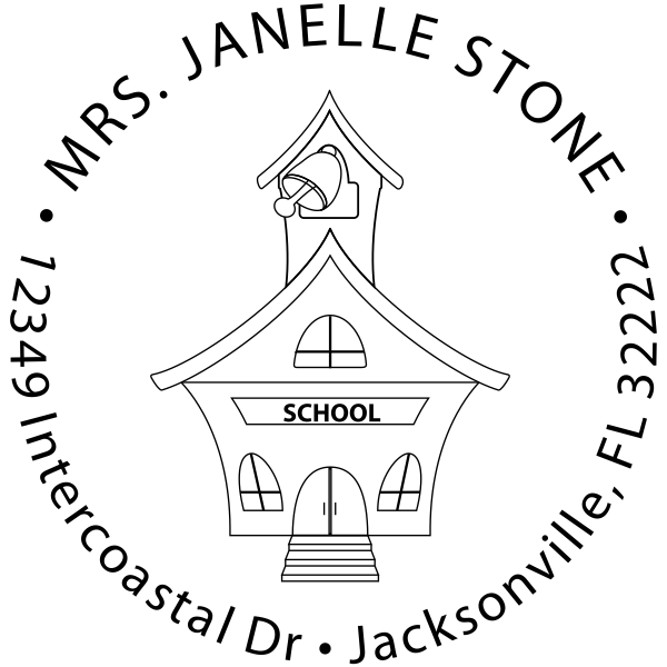 School House Round Custom Teacher Stamp