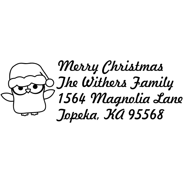 Christmas Owl Custom Return Address Stamp
