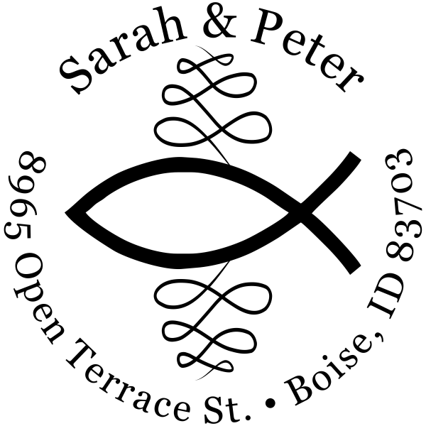 Christian Ichthys Round Address Stamp