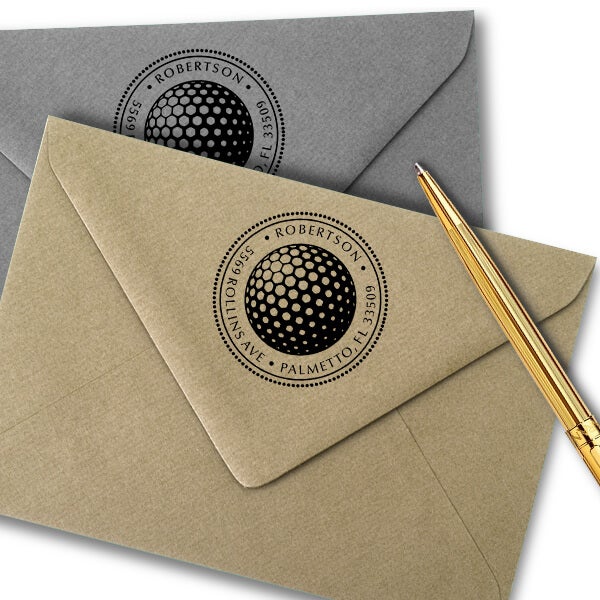 Golf Ball Round Address Stamp - Self-Inking