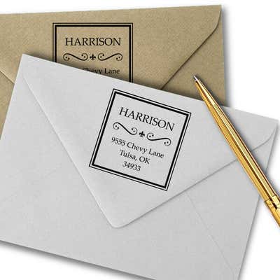 Square Harrison Curves Address Stamp - alternate view