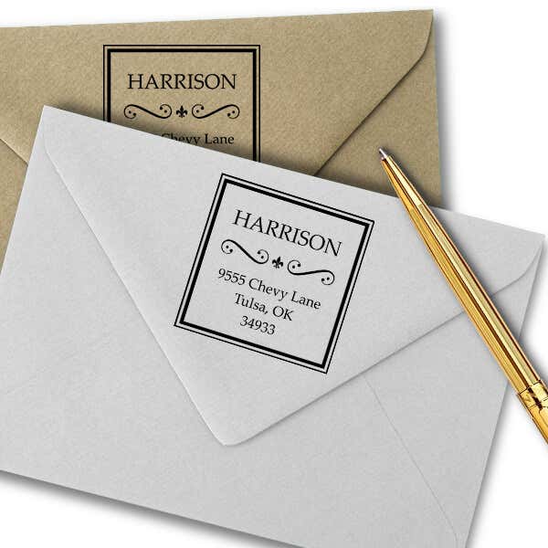 Square Harrison Curves Address Stamp