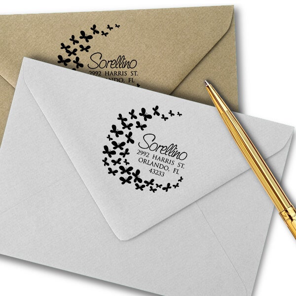 Butterflies Round Address Stamp