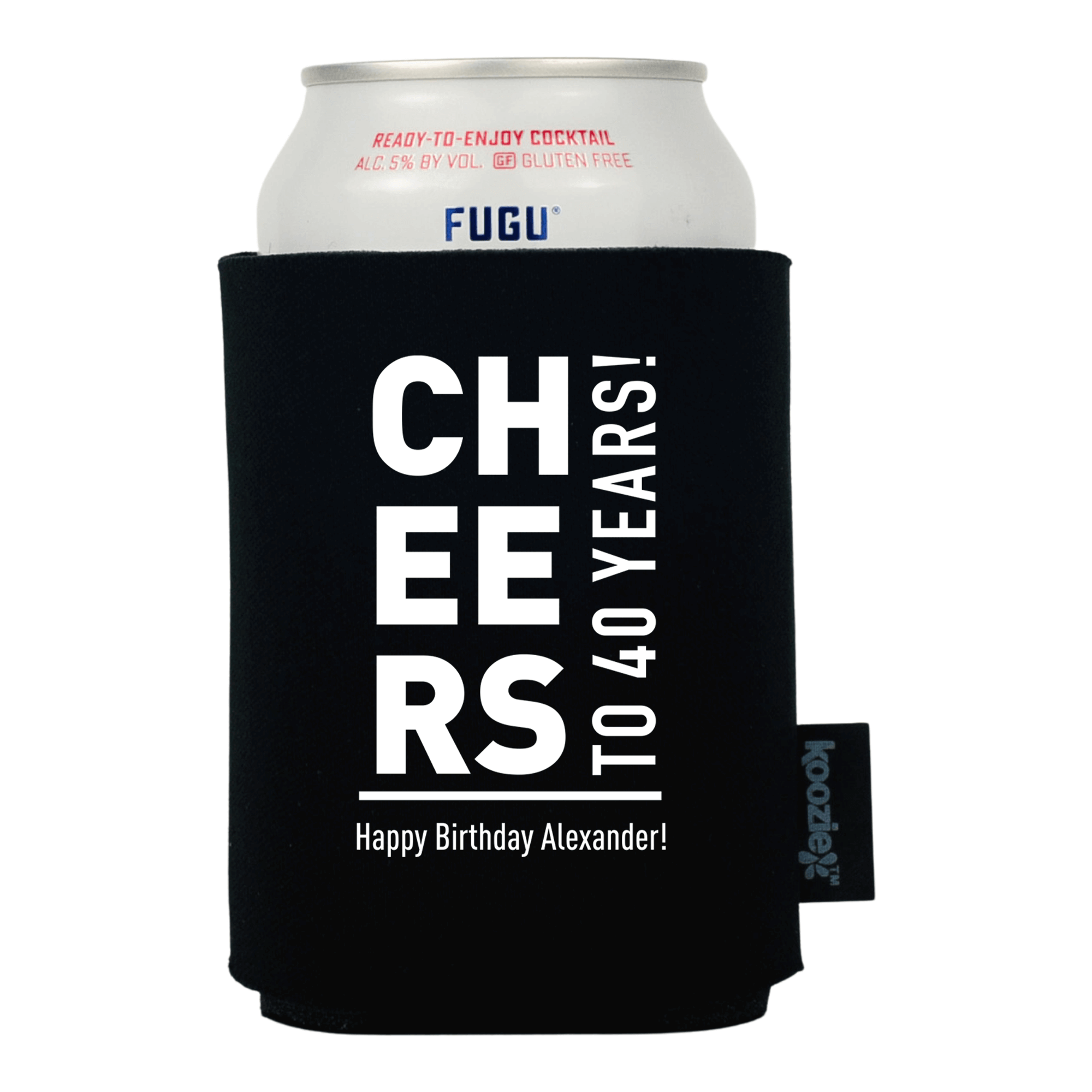 Koozie® Cheers Block Lettering Birthday Drink Cooler