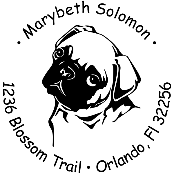 Cute Pug Dog Return Address Stamp