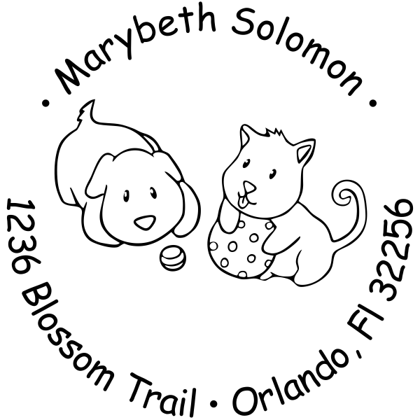 Puppies Playing Return Address Stamp