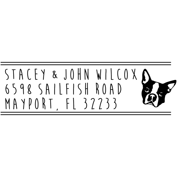 Boston Terrier Dog Address Stamp