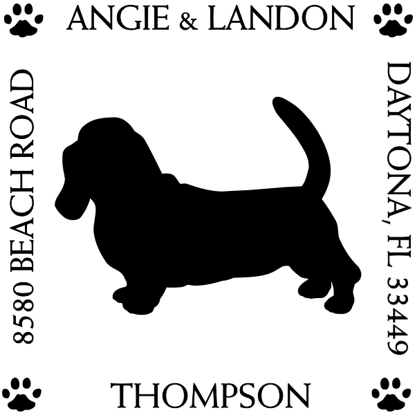 Basset Hound Pet Lover Dog Return Address Stamp
