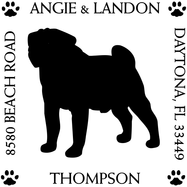 Pug Pet Lover Dog Return Address Stamp