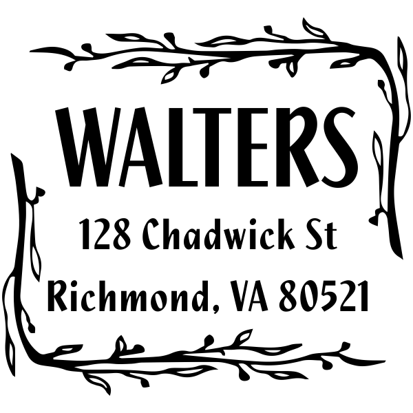 Branch Border Square Address Stamp