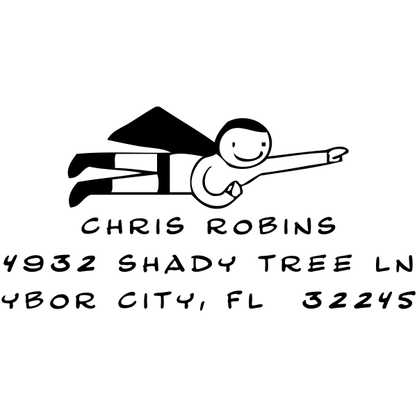 Cartoon Superhero Custom Return Address Stamp