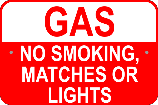 No Smoking Gas 12" x 18" Aluminum Sign