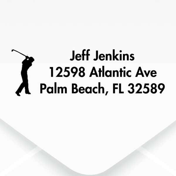 Golfer Personalized Address Stamp
