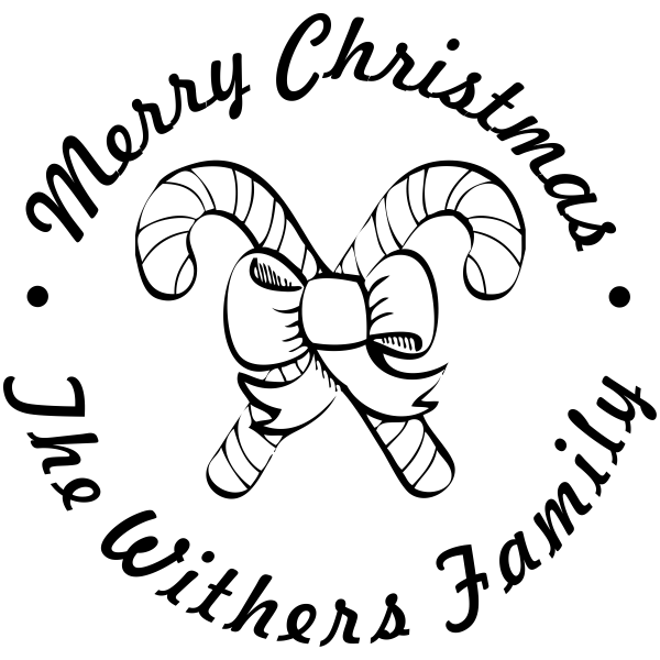 Merry Christmas Twin Candy Cane Custom Rubber Stamp