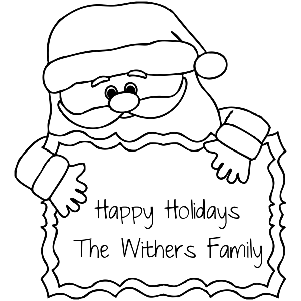 Santa Happy Holidays Custom Rubber Stamp