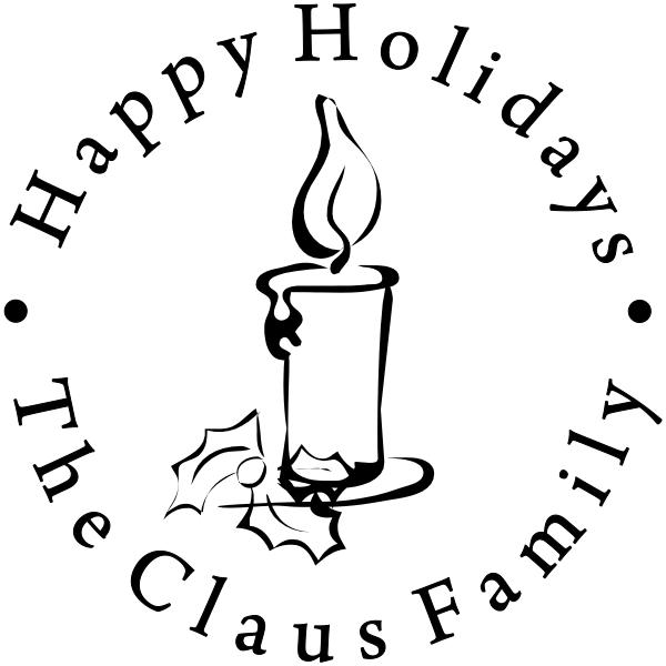 Happy Holidays Burning Candle Rubber Stamp