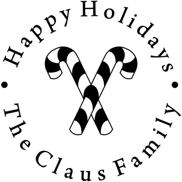 Happy Holidays Double Candy Cane Rubber Stamp
