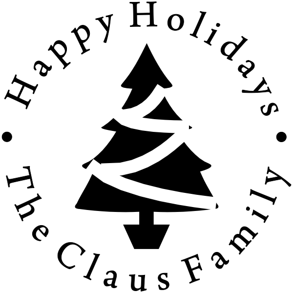 Happy Holidays Christmas Tree Rubber Stamp