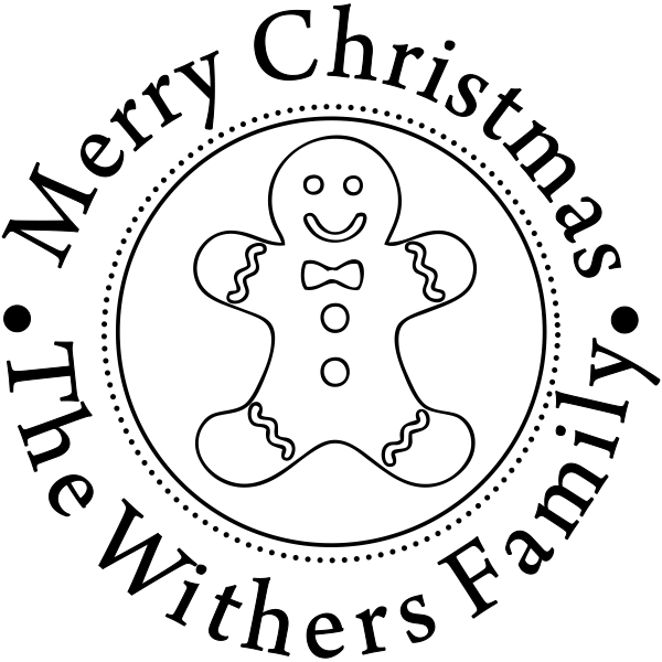 Merry Christmas Gingerbread Man Rubber Stamp