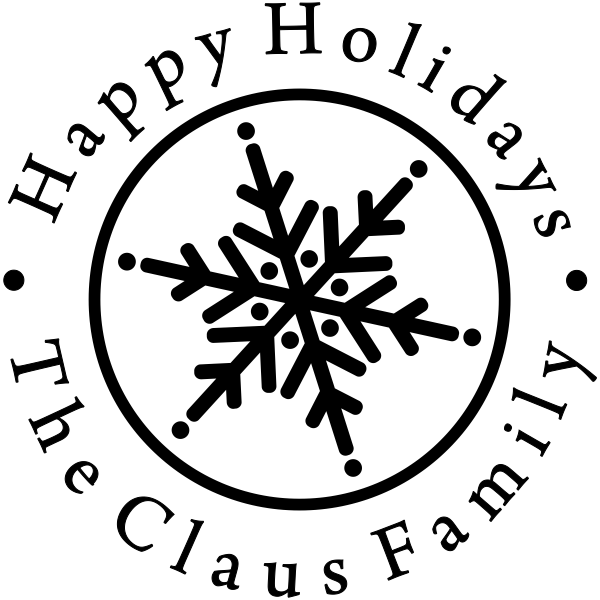 Happy Holidays Snowflake Rubber Stamp