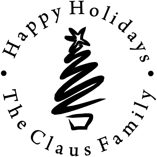 Happy Holidays Bold Brush Stroke Tree Rubber Stamp