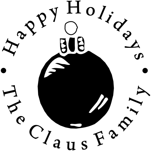 Happy Holidays Round Ornament Rubber Stamp