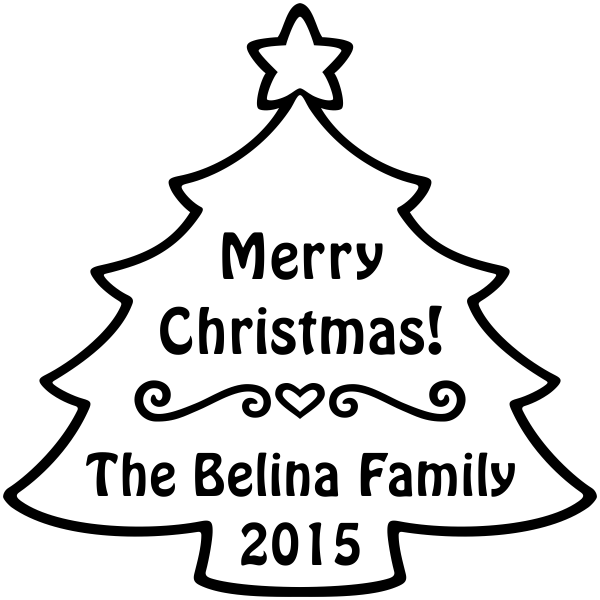 Merry Christmas Tree Outline Rubber Stamp