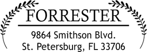 Forrester Double Leaf Address Stamp