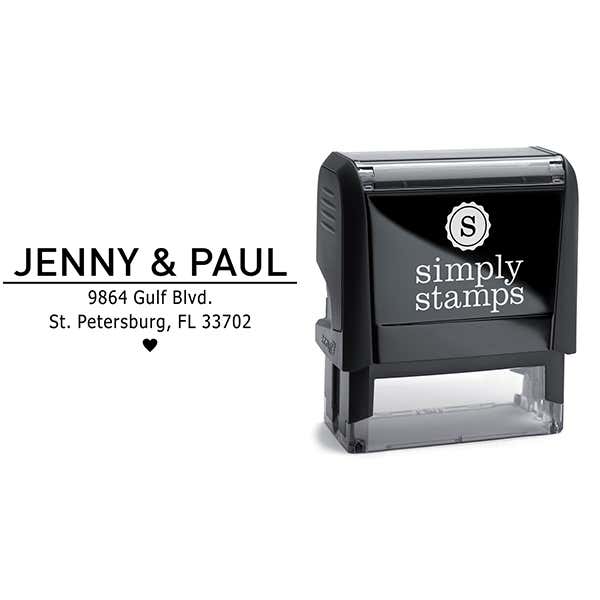 First Names Line Heart Address Stamp Body and Imprint