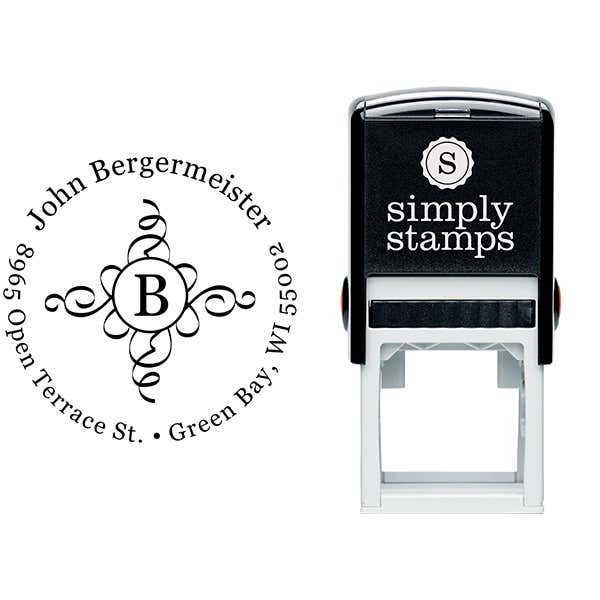 Bergermeister Deco Initial Address Stamp Body and Imprint