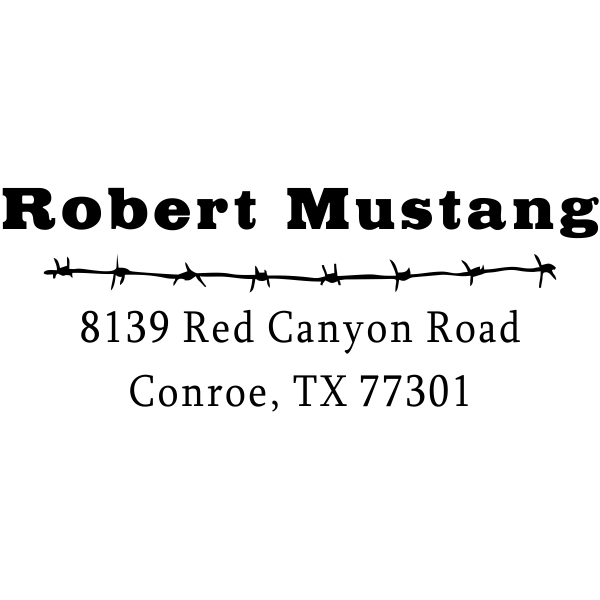 Mustang Barbed Wire Address Stamp