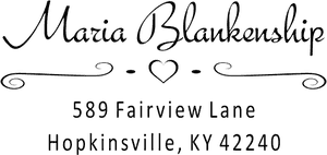 Heart Script Address Stamp