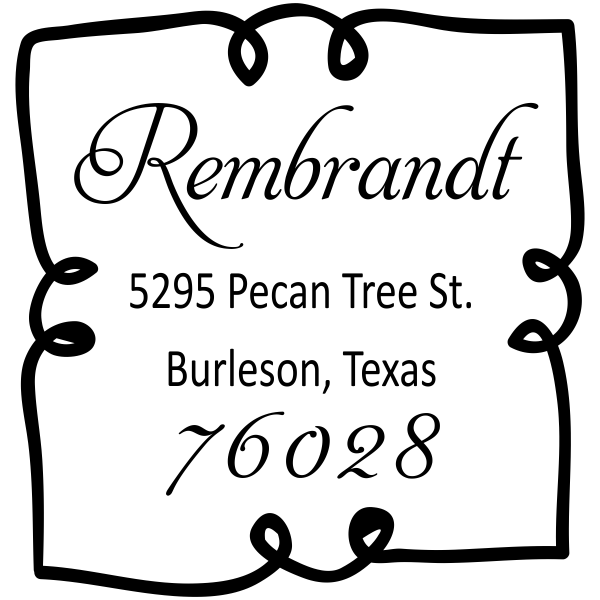 Extra Curly Border Return Address Stamp