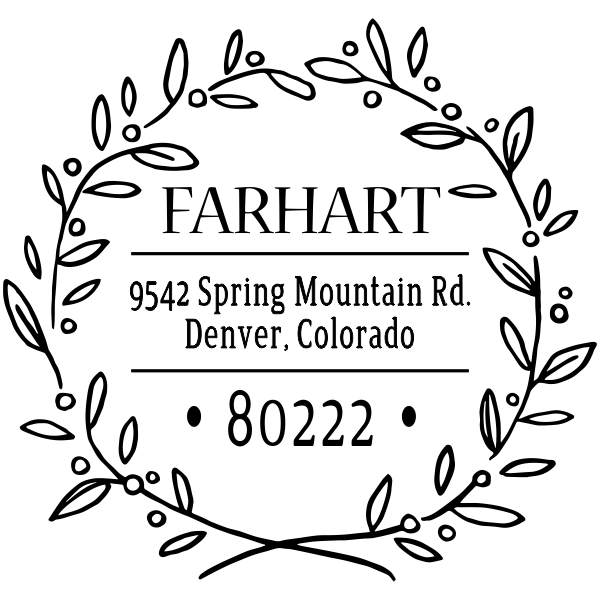 Farhart Wreath Address Stamp
