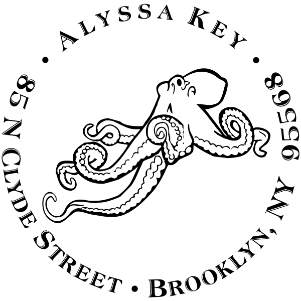 Floating Octopus Return Address Stamp
