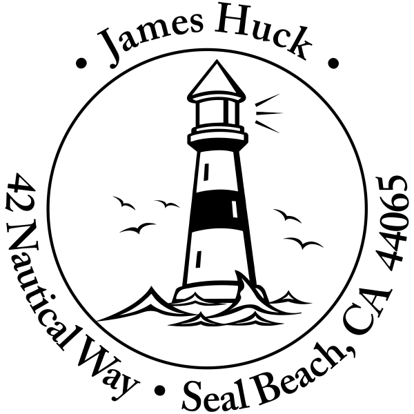 Island Lighthouse Round Return Address Stamp