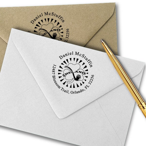 Ireland Shamrock Pipe Address Stamp