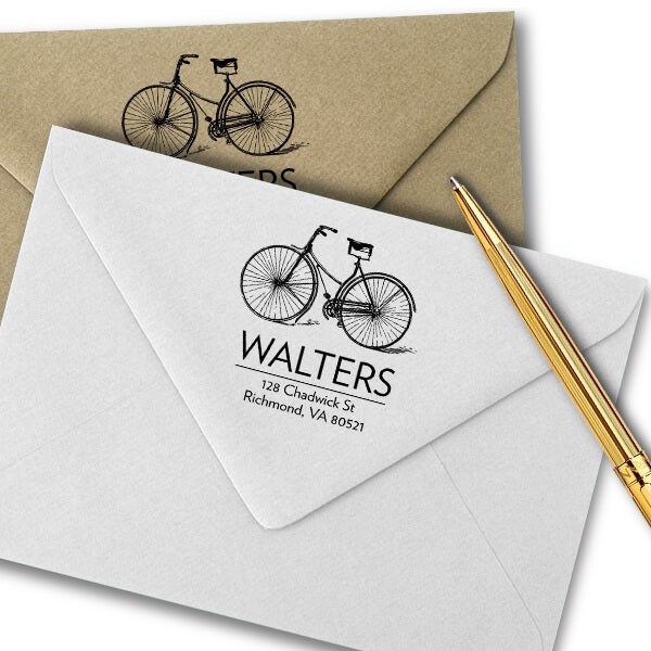 Retro Vintage Bicycle Return Address Stamp